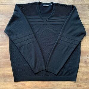 Murano Women's XL Black Textured V-Neck Pullover Acrylic Sweater